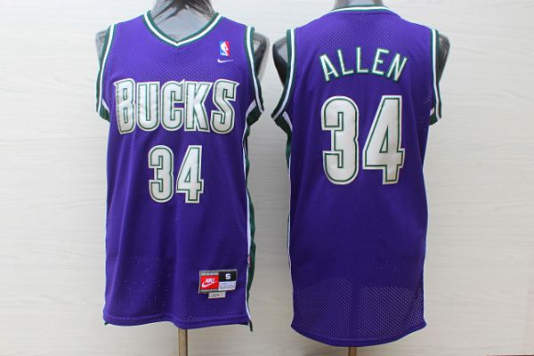 Men Milwaukee Bucks 34 Allen Purple Trowback Swingman NBA Jersey